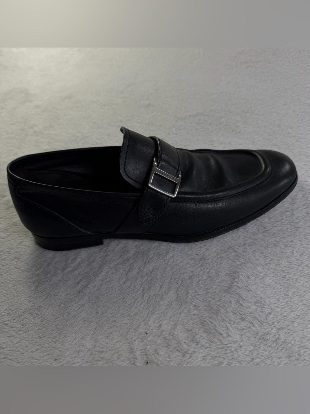 Ermenegildo Zegna Black Leather Buckle Monk Strap Loafers Men’s 7 Italy